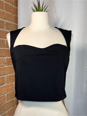 NWT SHEIN BAE Black Open Back Crop Top Size L Night Out